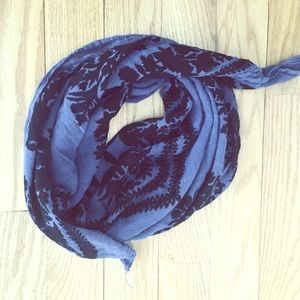 Royal blue and black cotton scarf
